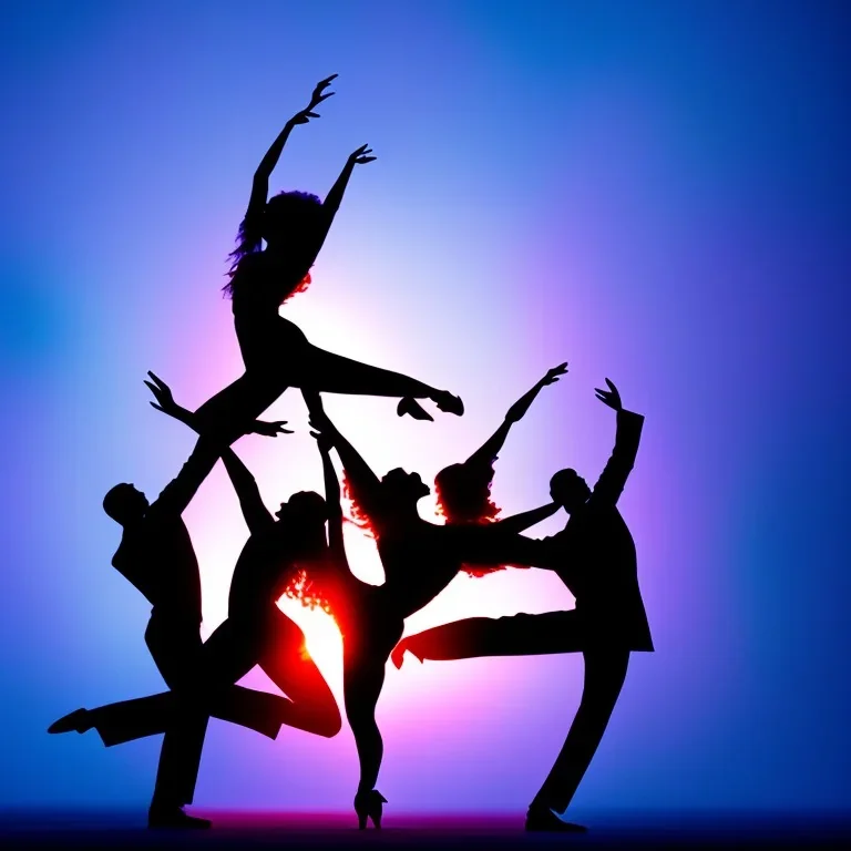 Jazz dancers, Silhouettes, gestures, vivid colors