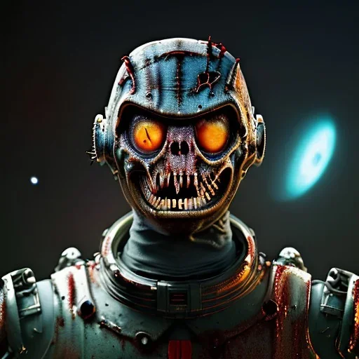 Highly detailed stunning image of undead scary evil zombie astronaut with iridescent blood red space suit,missing helmet face shield, dark fantasy,basil Wolverton,horror,evil, murderous,haunting,scary intricate details, cinematic, 8k, ultrarealistic, unreal engine,Norman Rockwell style, HR Giger style