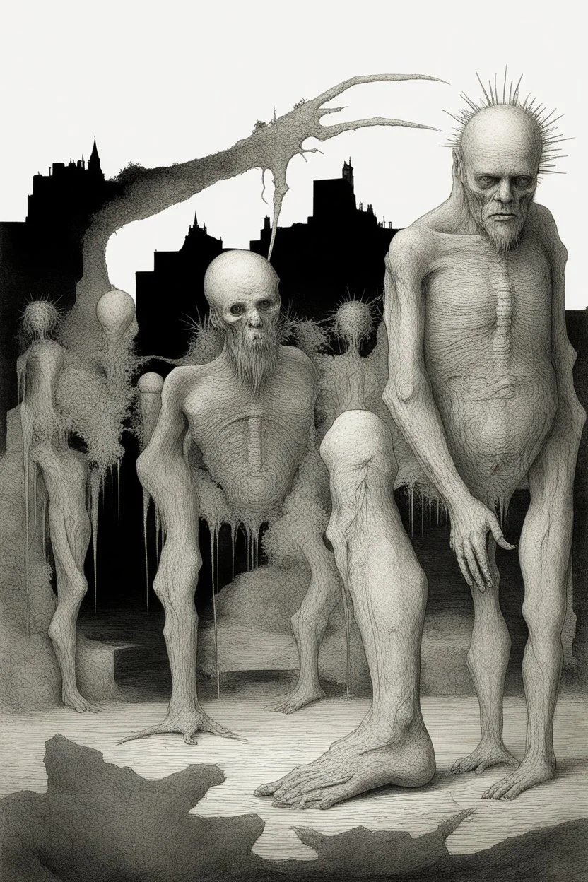 The full body of a fat man standing , decayed and rotting with grotesque proportions and imagery. surreal horror, biomechanical design, by hr giger and beksinski