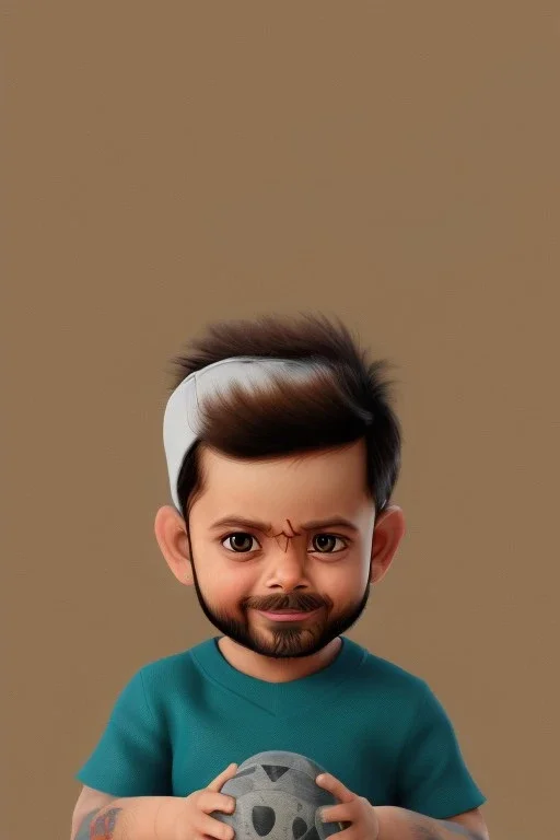 Virat Kohli toddler, dramatic lighting, hyper-realistic, full body