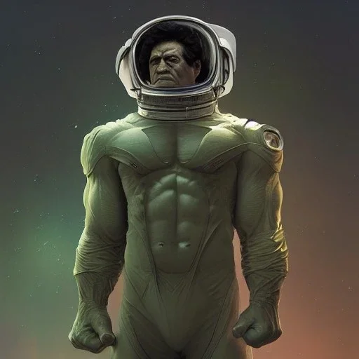 [[The Hulk]] :: [[astronaut suit]] :: [[floating in space near a galaxy]] :: [[head and shoulders portrait, 8k resolution concept art portrait by Greg Rutkowski, Artgerm, WLOP, Alphonse Mucha, dynamic lighting, hyperdetailed, intricately detailed, Splash art, trending on Artstation, triadic colors, Unreal Engine 5, volumetric lighting]]