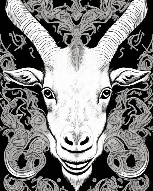 I want a goat head in vector black and white white background