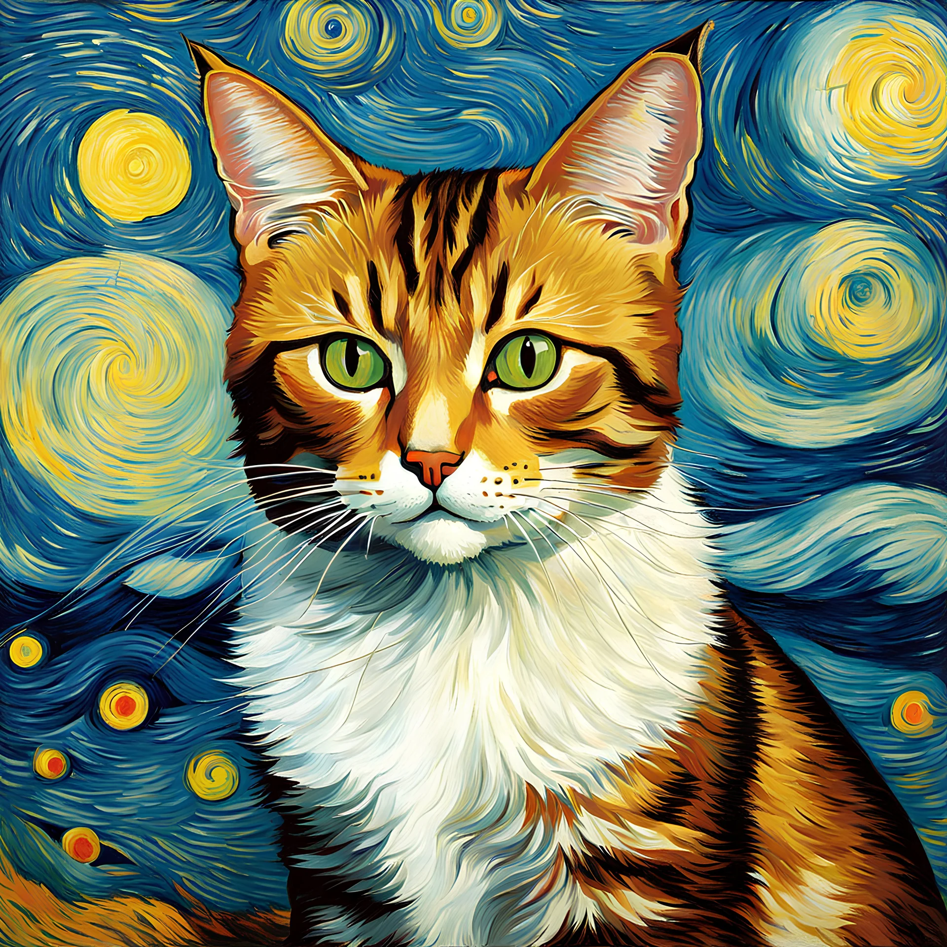 Portrait of a cat by Van Gogh