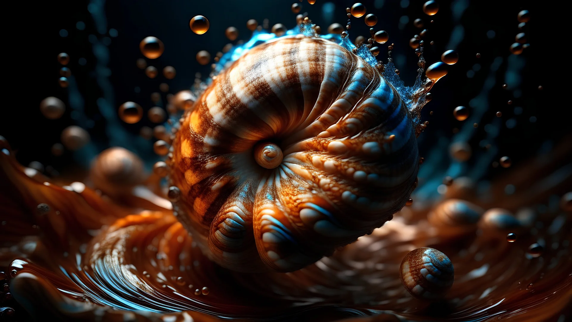 Magical Fantastic helix seashells, Liquid Structure, Flying coiled seashells, Splash, Portrait Photography, Fantasy Background, Intricate Patterns, Ultra Detailed, Luminous, Radiance, beautiful, Ultra Realism, Complex Details, Intricate Details, 16k, HDR, High Quality, Trending On Artstation, Sharp Focus, Studio Photo, Intricate Details, Highly Detailed