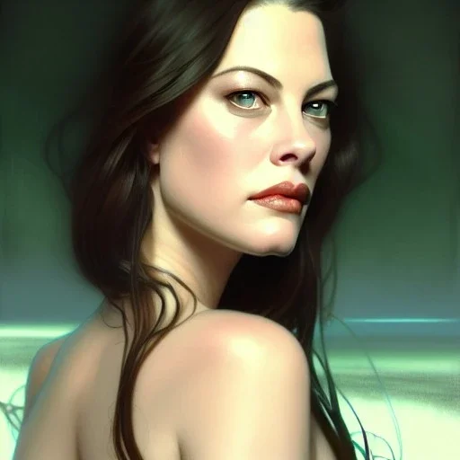 Epic Drawing of a Photorealistic dramatic hyperrealistic Liv Tyler,Crystal green eyes , elegant, by WLOP, Artgerm ,Greg Rutkowski, Alphonse Mucha, Sandro Boticcelli, Gustav Klimt ,Beautiful ,busty, dynamic,shadows,Artstation,concept design art,Octane render,8K