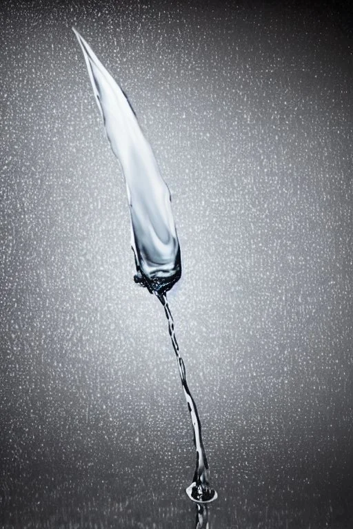 in focus, a jet of water flows into a spoon and splashes everywhere