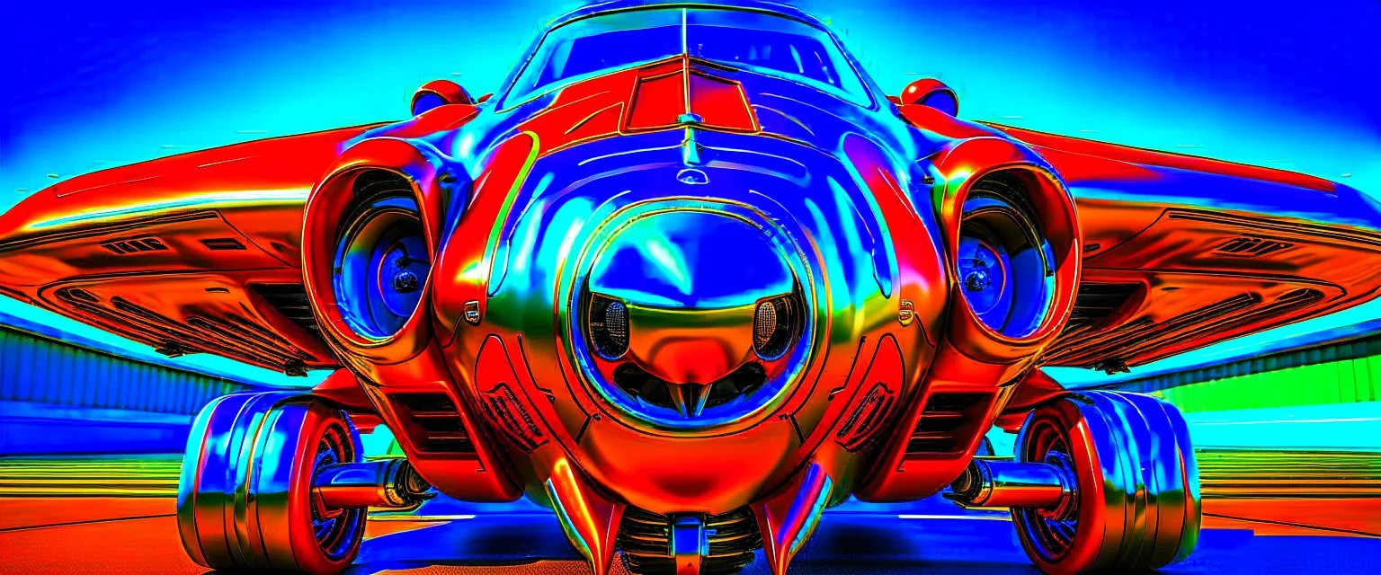 A national geographic award winning photograph of a military fighter jet station wagon elephant hybrid bilaterally symetrical designed by skunkworks, only one vehicle per image painted metallic orange traveling at a high rate of speed, jet intake off of front center of vehicle and jet exhaust out the rear with bright blue flame soviet retrofuturism, taken from drivers side front at a angle from up and to the rear