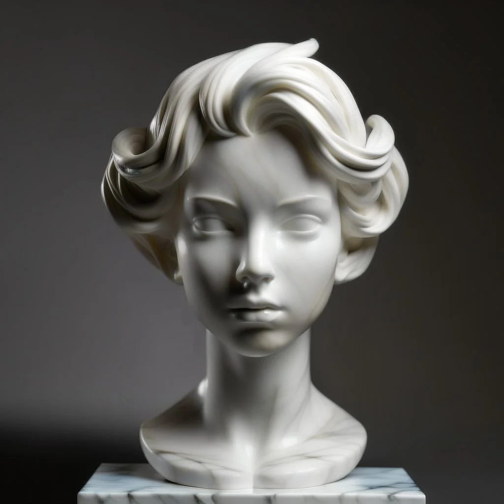 simple front view of a female marble sculpted hair