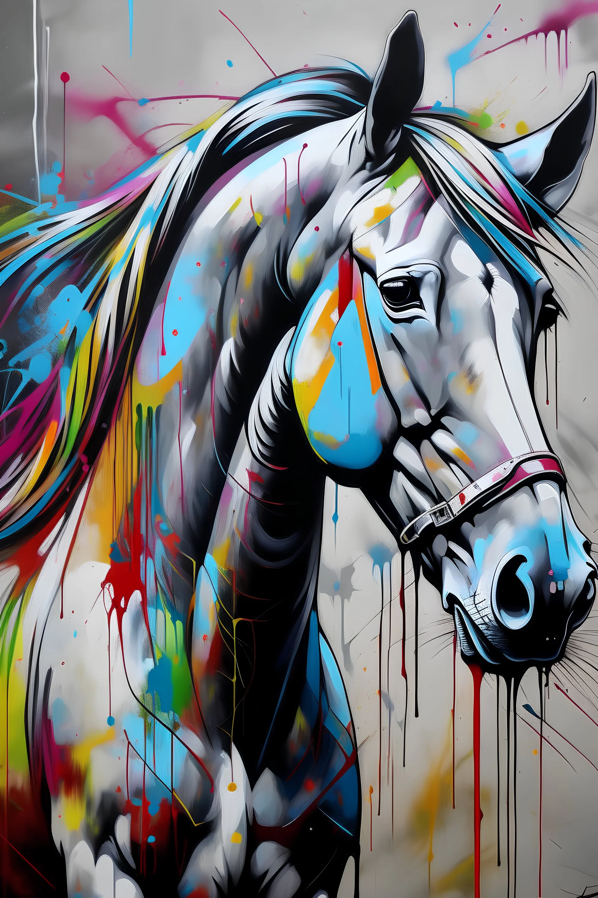 Graffiti style painting of a horse