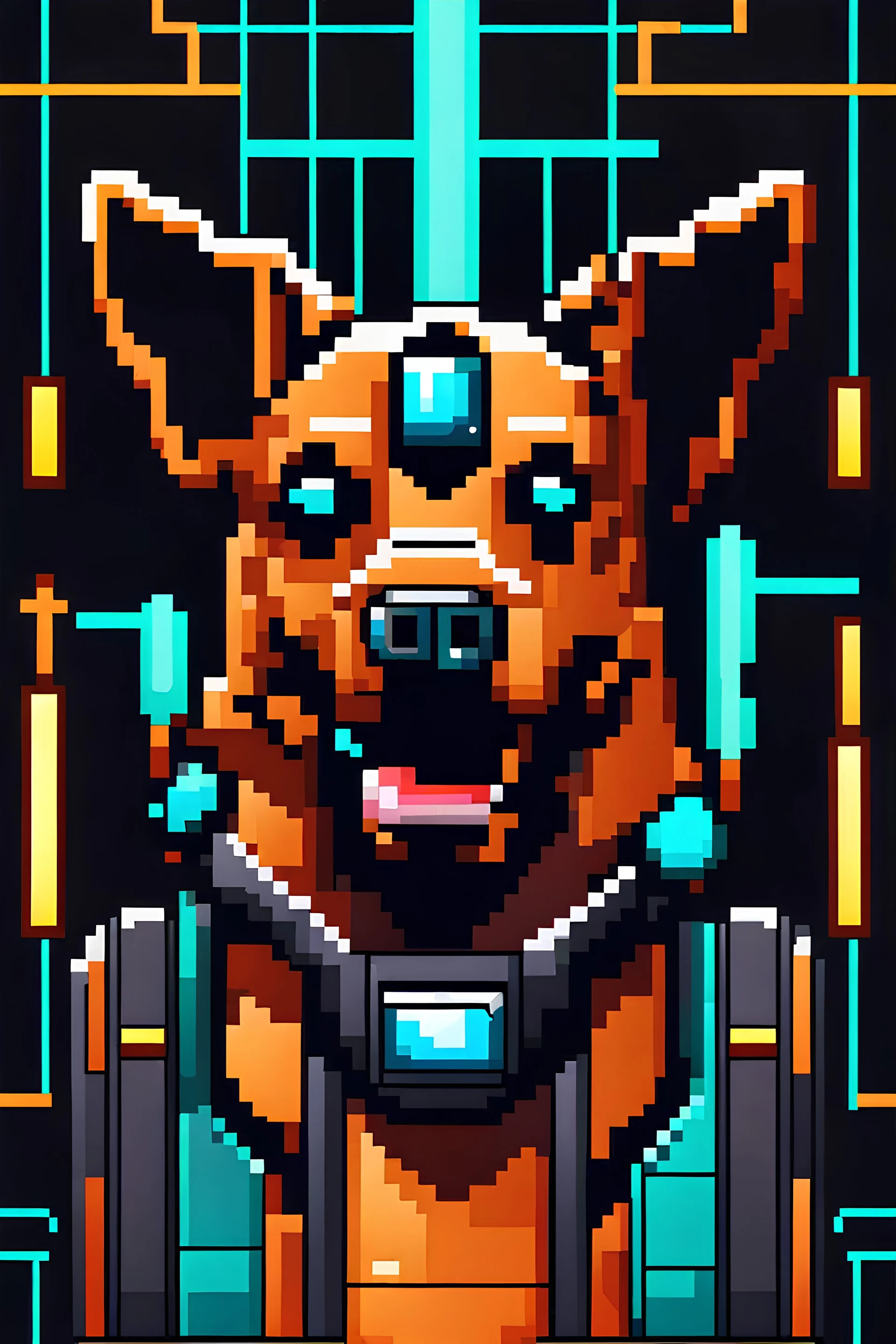 dog pixel art futuristic