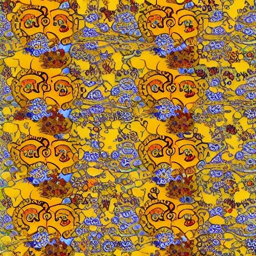 goats and flowers floating in outer space gothiccolors repeating pattern GUSTAV KLIMT