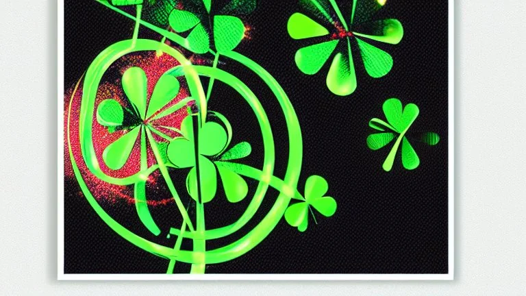 rave poster with Four-leaf clover and laser