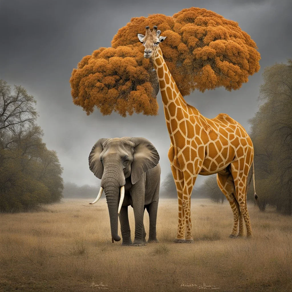 When reality is a nightmare, Elephant that looks like a giraffe, by Dariusz Klimczak, surreal color photography