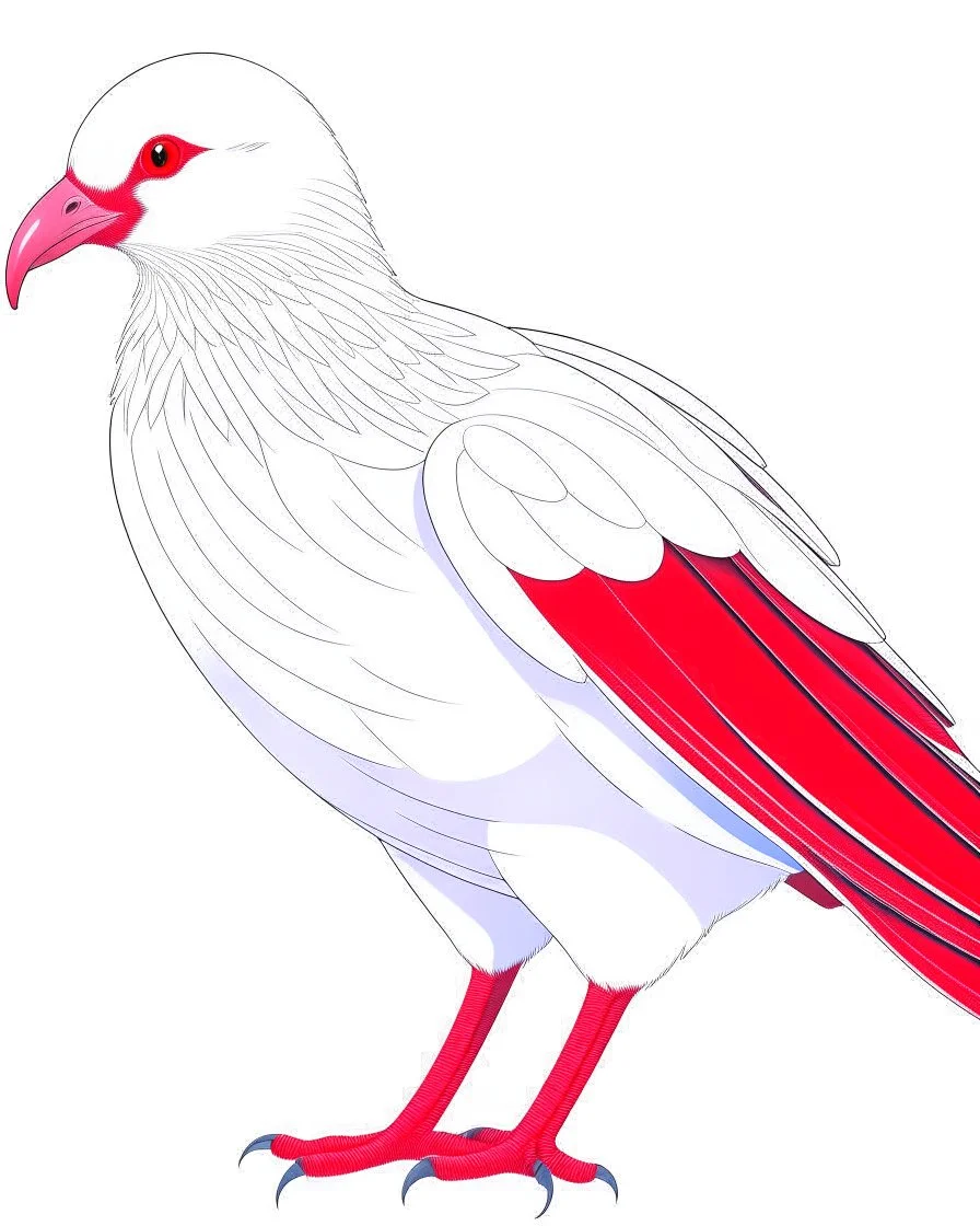 Draw an lineal illustration of a red and white eaegle, ultra quality, detailed, 8k, full body