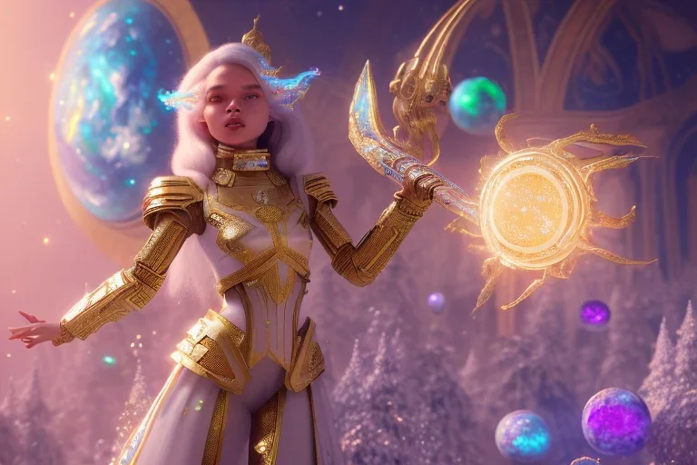  white and gold crystal cosmic and galactic ambiance, fantasy wizard floating, full of details, smooth, bright sunshine，soft light atmosphere, light effect，vaporwave colorful, concept art, smooth, extremely sharp detail, finely tuned detail, ultra high definition, 8 k, unreal engine 5, ultra sharp focus