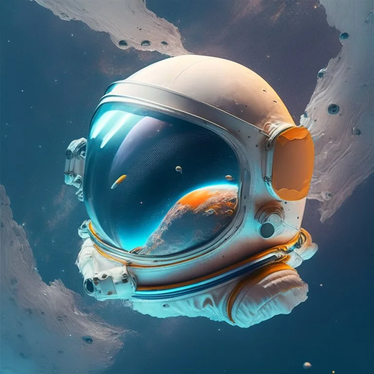 astronaut helmet floating in space