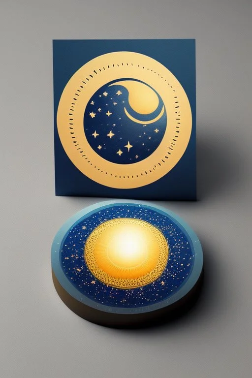 Circular business card size 6x6. For the work of the printing press, together with the light of the sun, the moon and the stars