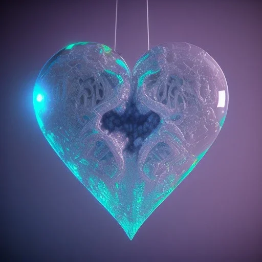 Glass shape of heart,shallow depth of field 50, macro lens, unreal engine 5, ultra detailed