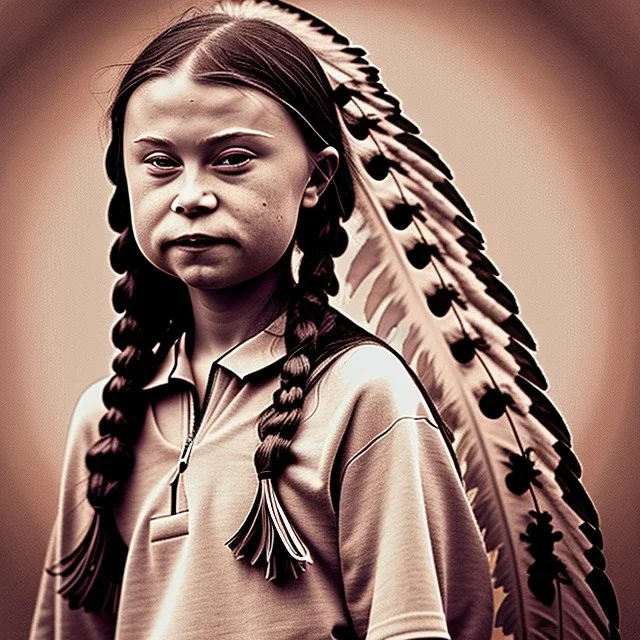 portrait of Greta Thunberg native american