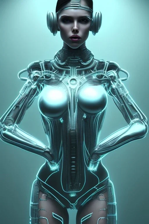 cyberpunk, black latex body, women, body portrai, big boobs, highlight eyes perfect, skin, tron, cyborg, perfekt sexy, real, dream, hr giger