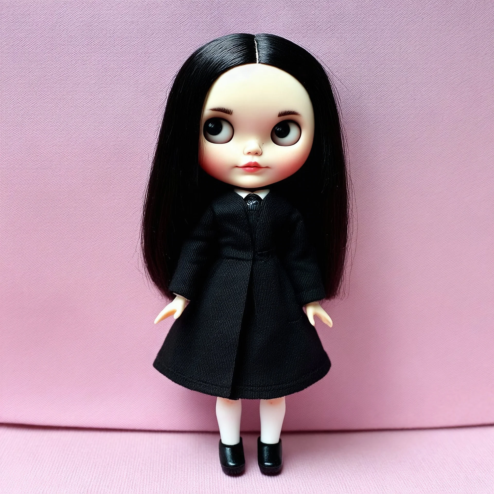 Wednesday addams as a Blythe doll
