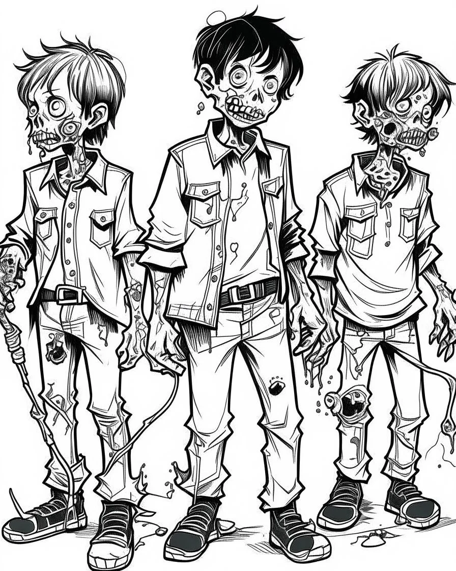 real little men zombies, coloring image, full body (((((white background))))), only use an outline., real style, line art, white color, clean line art, white background, Sketch style