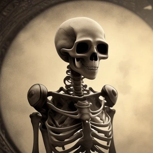 a skeleton mage wearing a cloac, steam punk, realistic, made in octane, cinematic, ultra-realistic, extremely detailed octane rendering, 8K, VRAY Super Real ar 2:3, dof photorealistic futuristic 50mm lens hard lighting dark gray tintype photograph, realistic lighting, sepia color