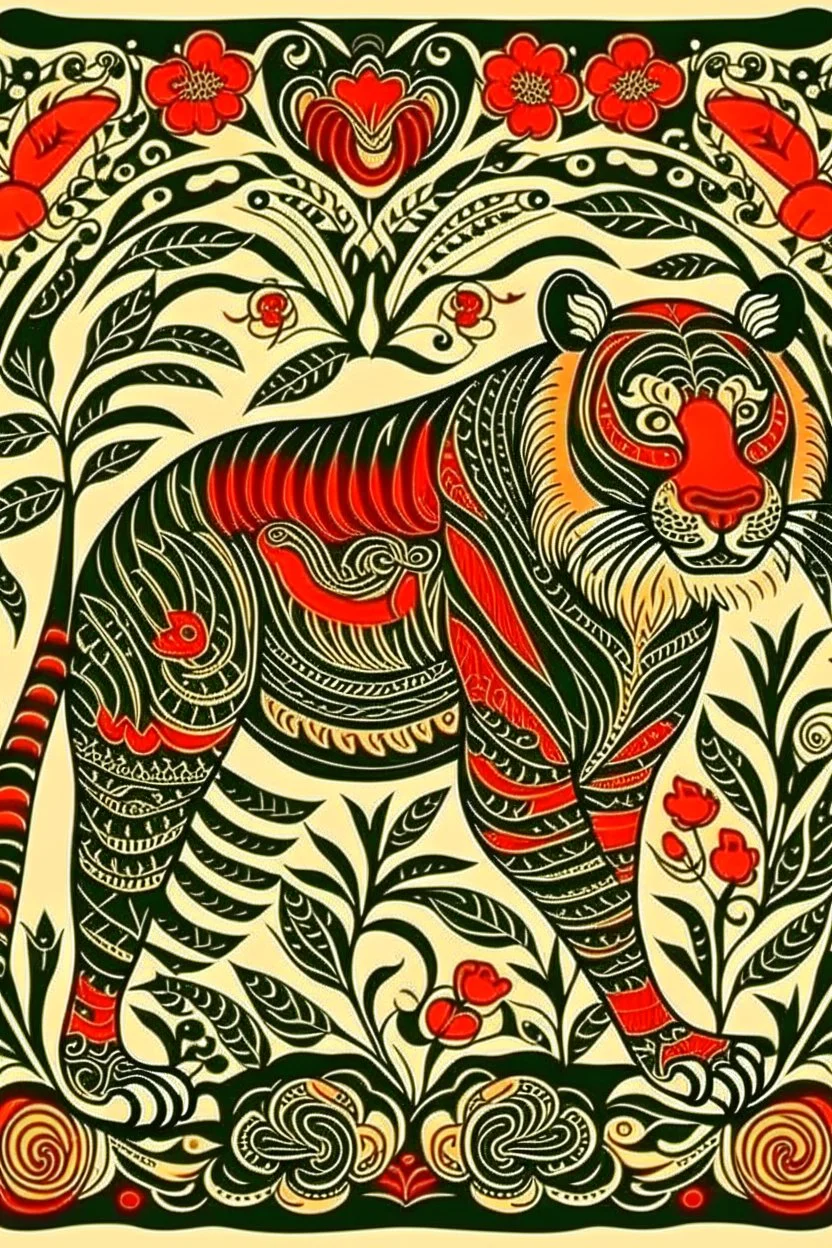 Borneo Folk Art Tiger illustration