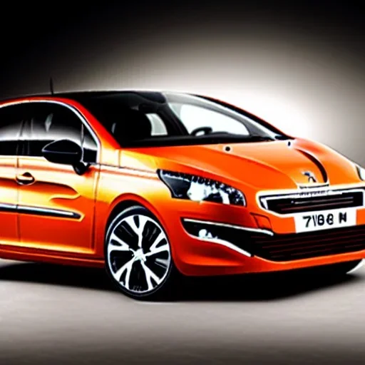 Peugeot 308 2012, orange et noir,