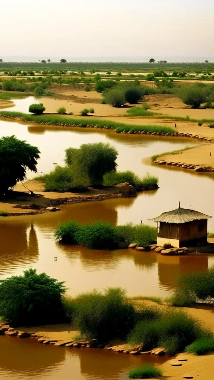 Sudan buildings, river farming