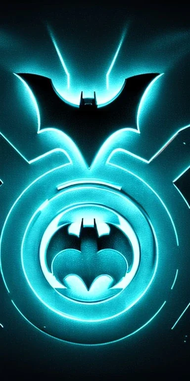 In a futuristic art gallery, a digital artwork of the iconic Batman symbol catches the eye of all who pass by. The symbol is rendered in bold, vibrant colors and intricate details, creating a striking visual impact. The symbol is depicted in a 3D holographic projection, giving it a futuristic and dynamic appearance. The symbol floats in a sea of neon hues and holographic projections, adding to the futuristic aesthetic of the piece. This digital artwork of the Batman symbol is a must-have for any