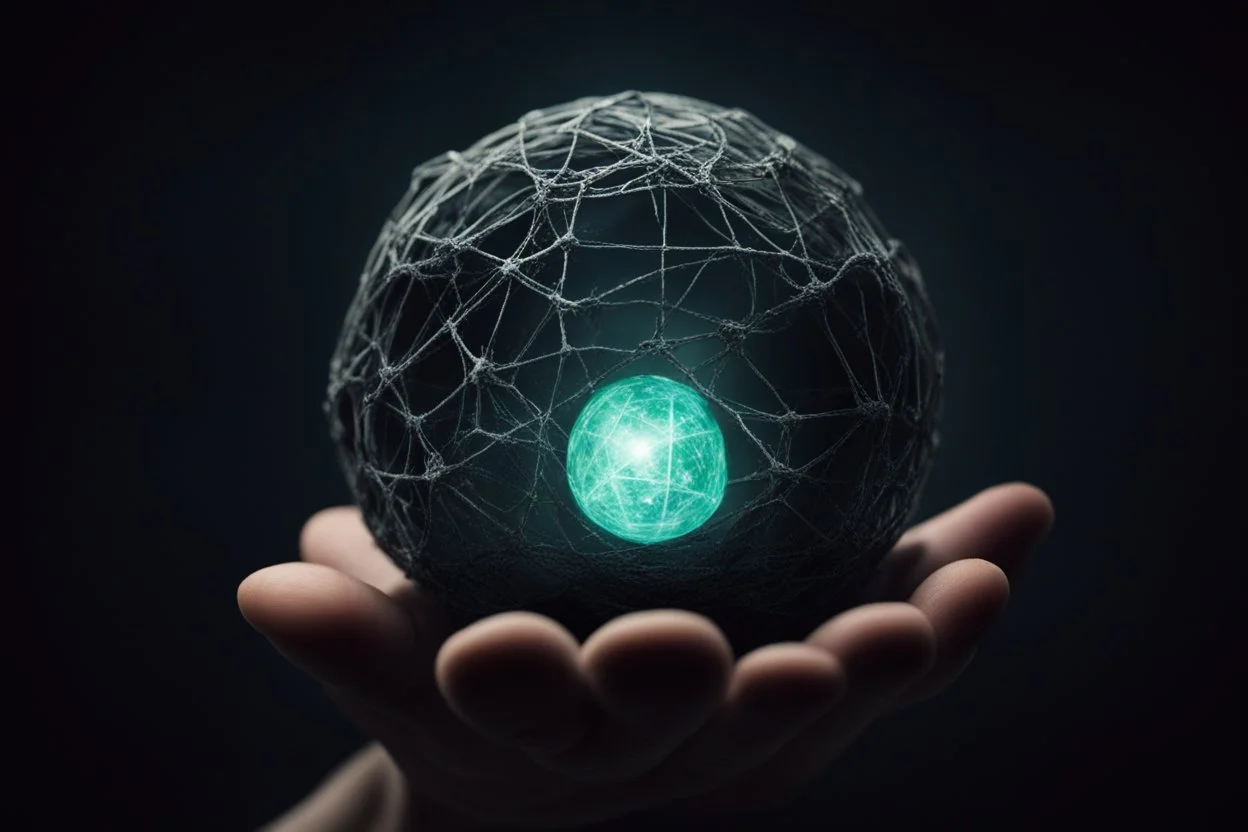 в руках клубок липкой, тёмной паутины, которая мерцала тусклым, зловещим светом.