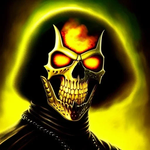 ultra detailed fullbody portrait of Ghost Rider, extremely detailed digital painting, intrincate, extremely detailed smiling face,crystal clear Big Green eyes, in the style of Robert E Howard , mystical colors , perfectly centered image, perfect composition, rim light, beautiful lighting,8k, stunning scene, raytracing