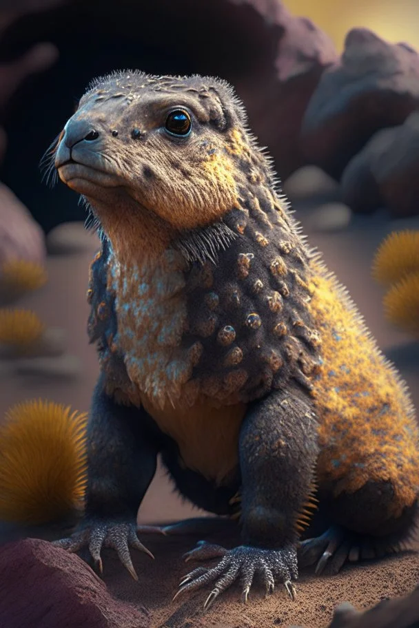 llama bull ground hog gila monster marmoset chicken,8k resolution, high-quality, fine-detail, muted colors,intricate, digital art, detailed matte, volumetric lighting, illustration, octane render