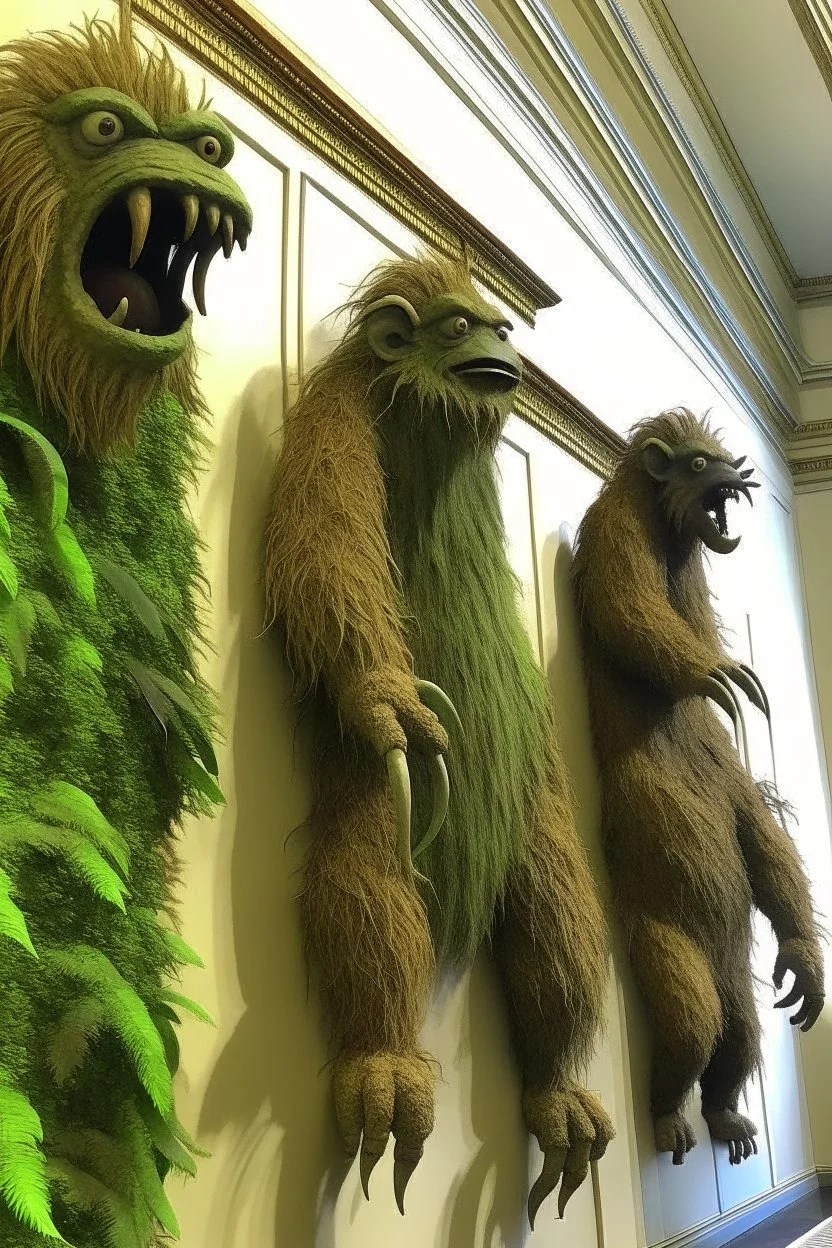 weird hairy creatures climbing up the capitol building wall