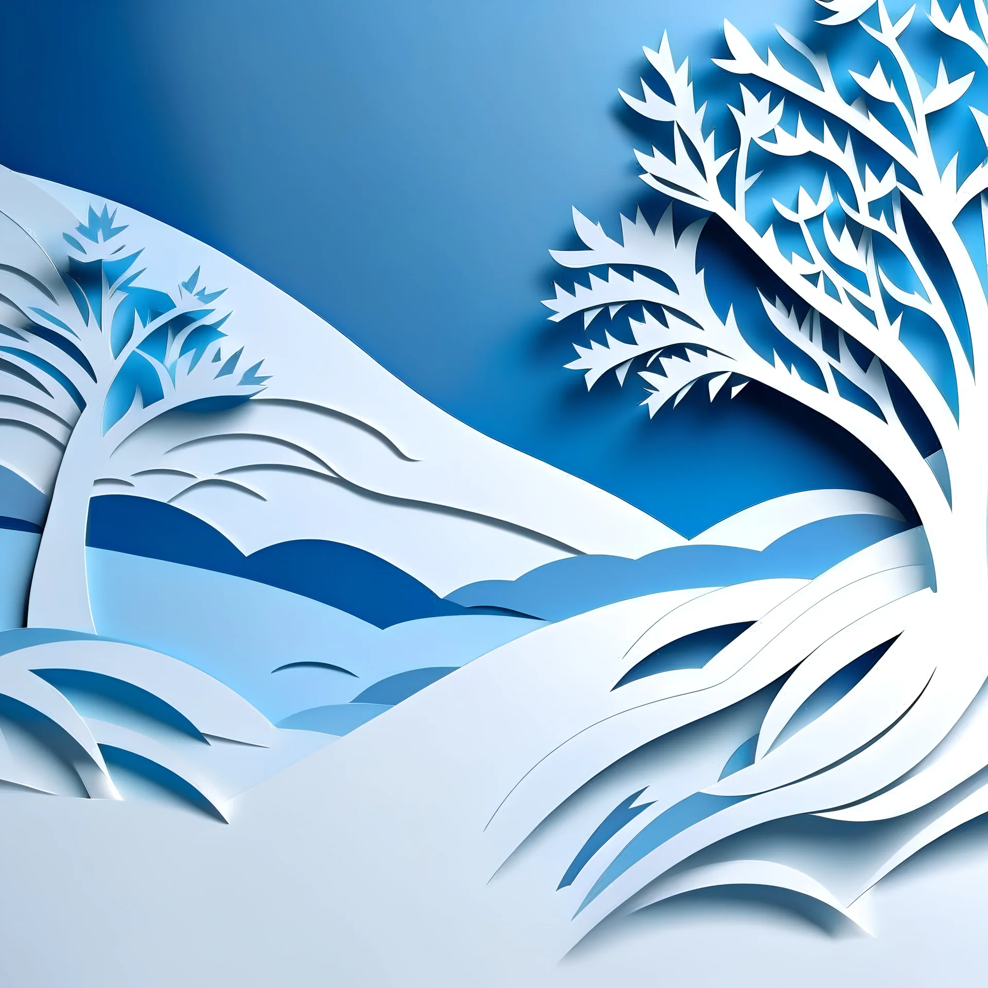 Progress, Paper Cut Art, Dark-Blue & Light Blue & Grey & White, Background white, No object should reach the edge of the image