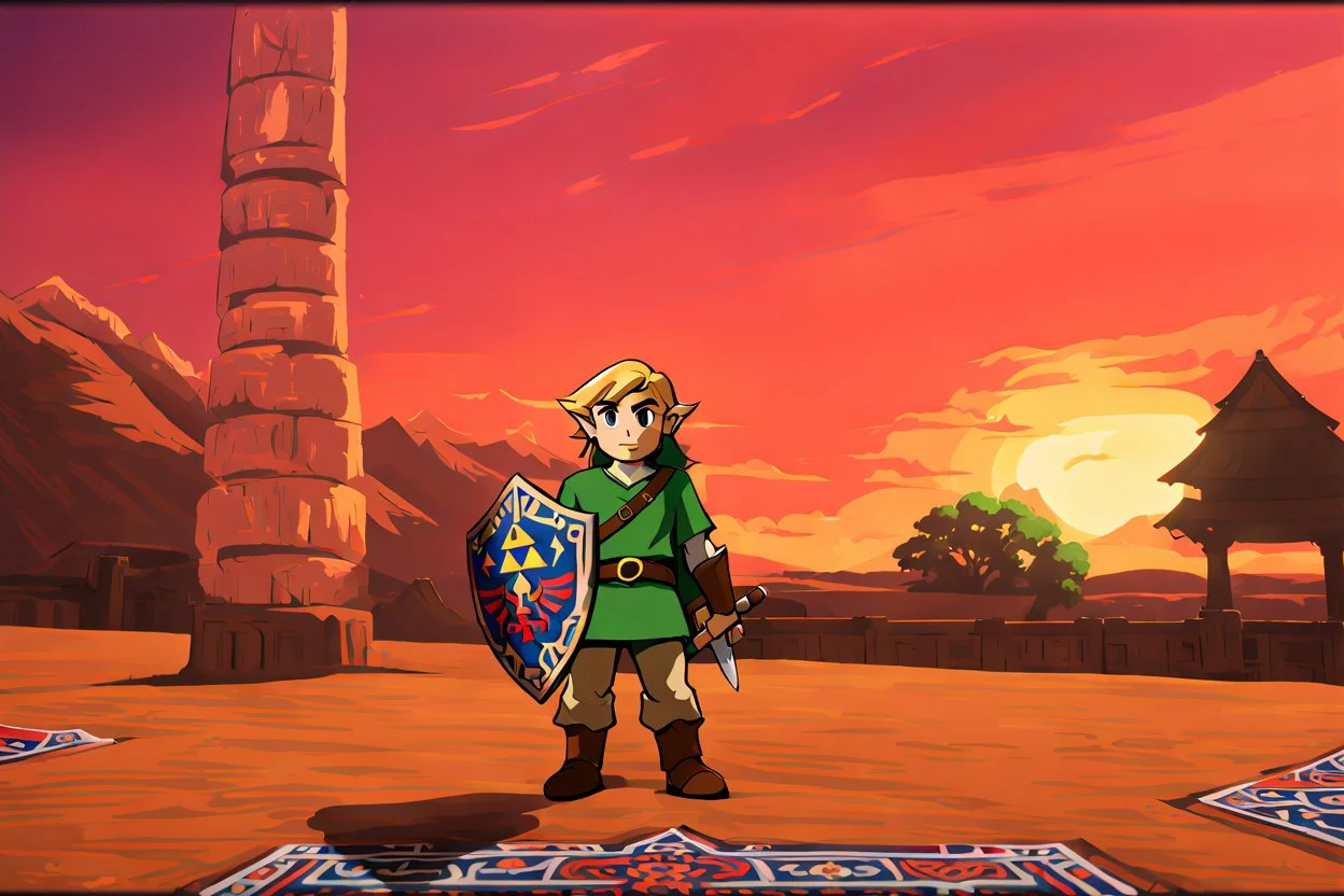 Link The Legend of Zelda, cinematic, Fuji Film, Anamorphic lens, deep depth of field,