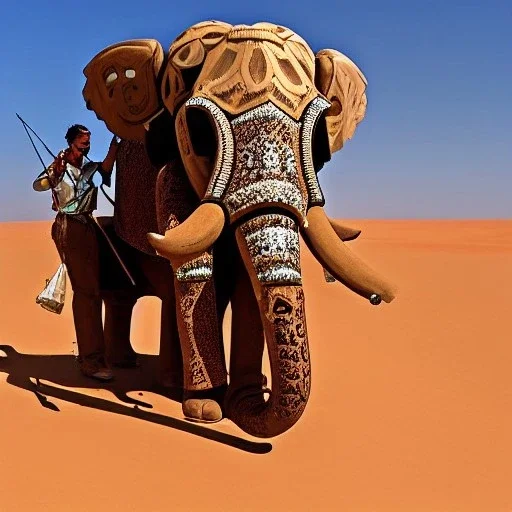 A mechanical elephant in Sahara by arik roper