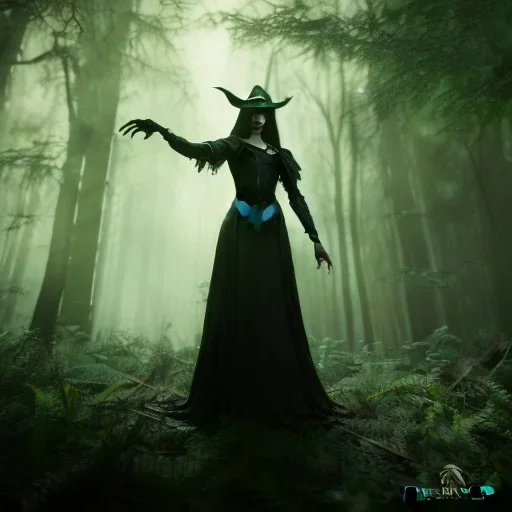  Woman witch in the dark forest