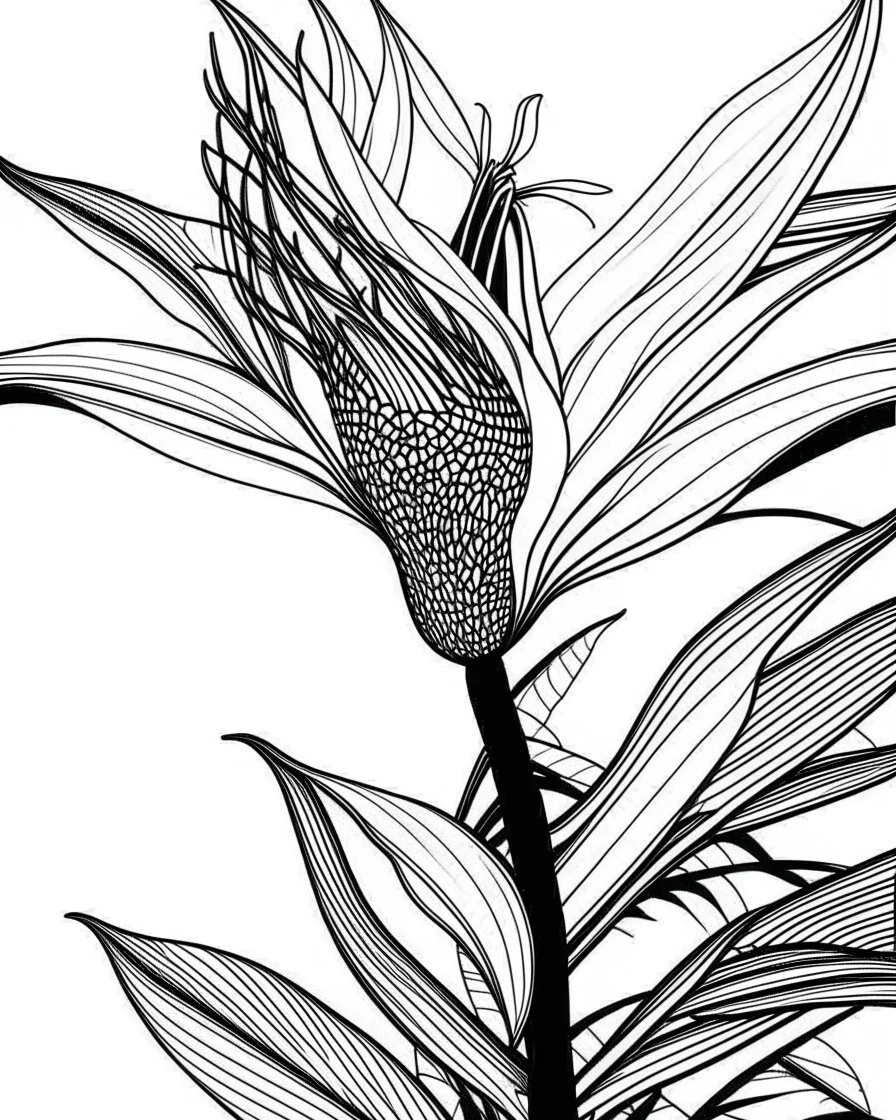 real massive Bird of Paradise flower coloring page