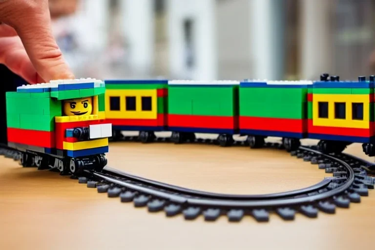 Lego Train pass in lego Italian city