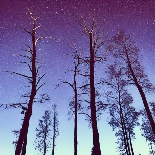 trees against a stary sky