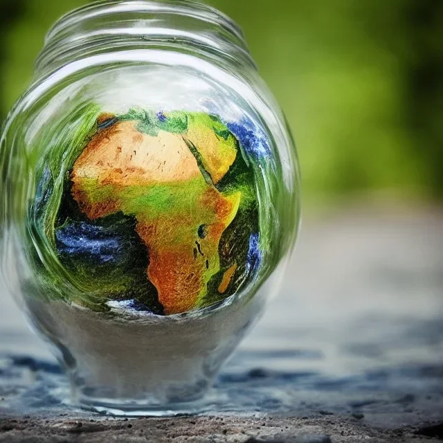 the earth in a jar filled with water