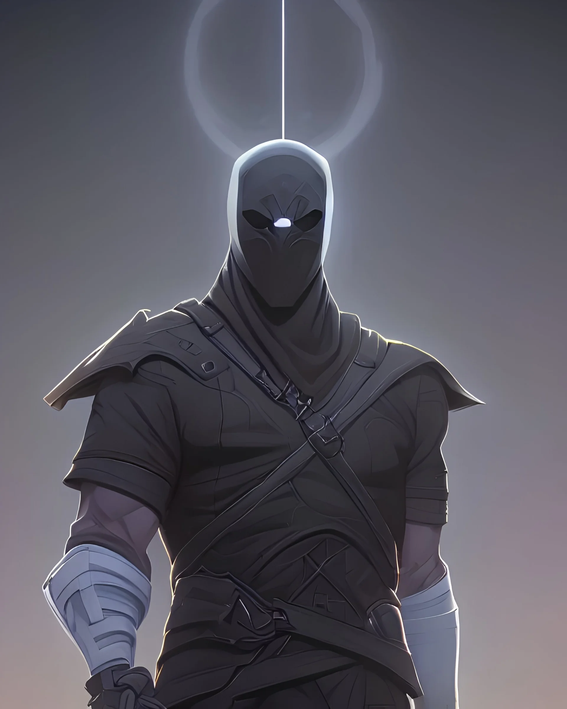 Moon Knight, hood and mask, gray custom, calignosity, cobblestone alley, fantasy, high resolution