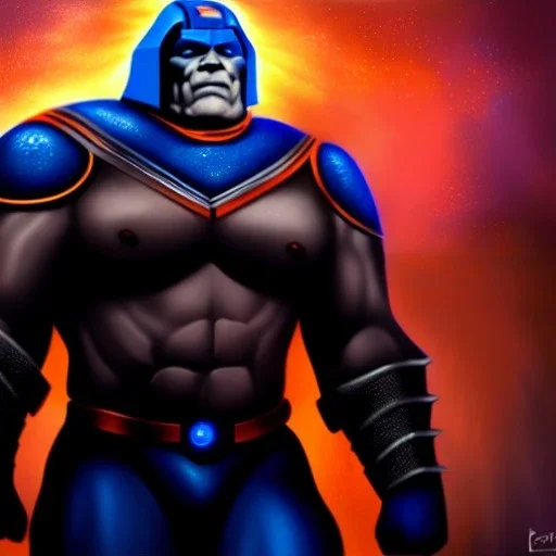 ultra detailed fullbody portrait of Darkseid ,wearing Armor, extremely detailed digital painting, extremely detailed face,crystal clear eyes, in the style of robert e howard and pablo oliveira and Ken Kelley and Keith Parkinson , mystical colors, perfectly centered image, perfect composition, rim light, beautiful lighting,8k, stunning scene, raytracing