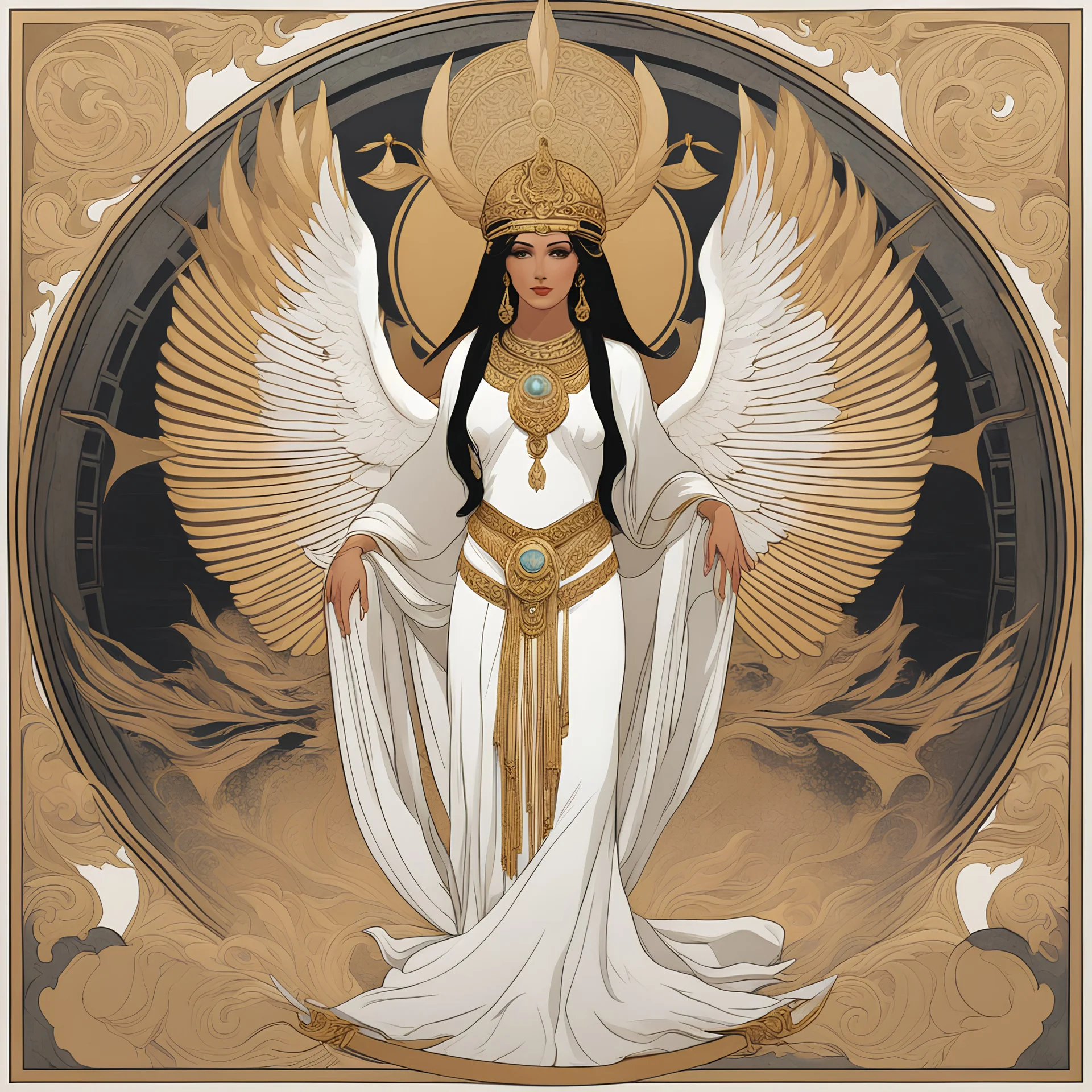 Alphonse Mucha-style image of the goddess isis