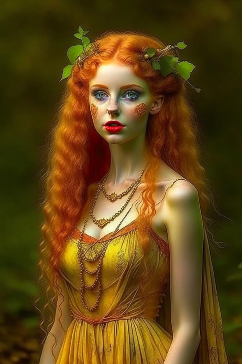 pretty girl, aged 19, ginger, faun, fantasy, full length, attractive