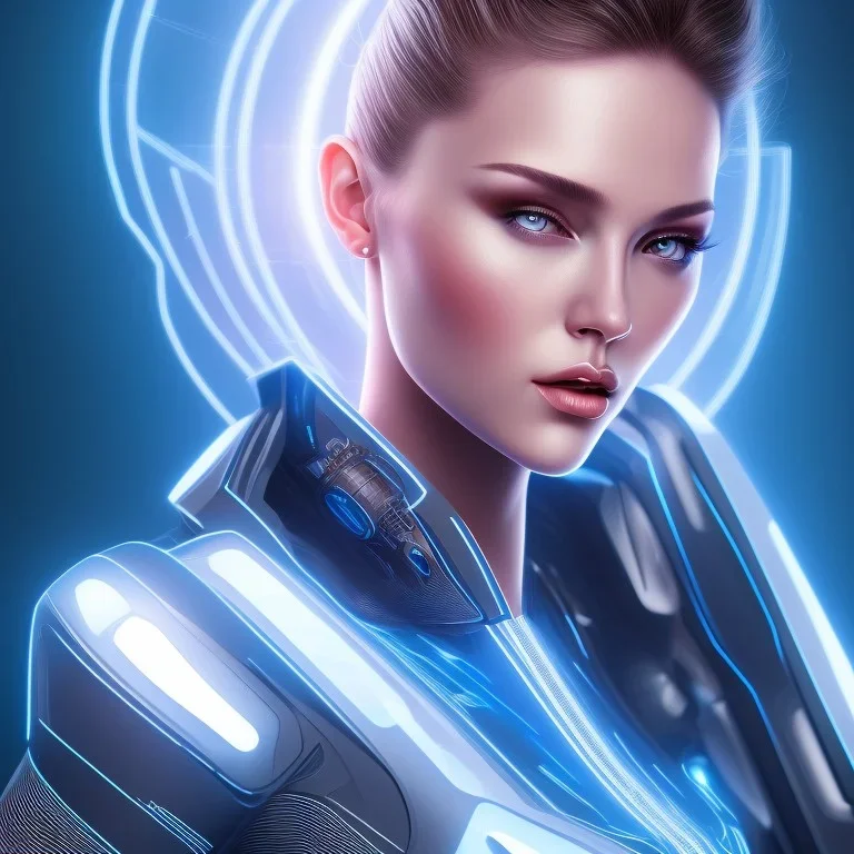 cyberblue, head, woman, portrai, tron