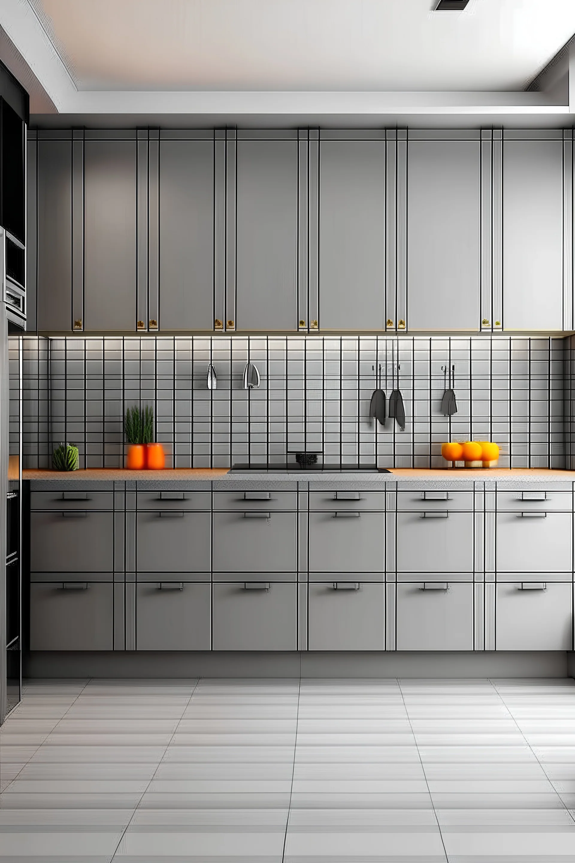 give me a simple mdf cabinet design, which is gray and it is modern style for an iranian kitchen