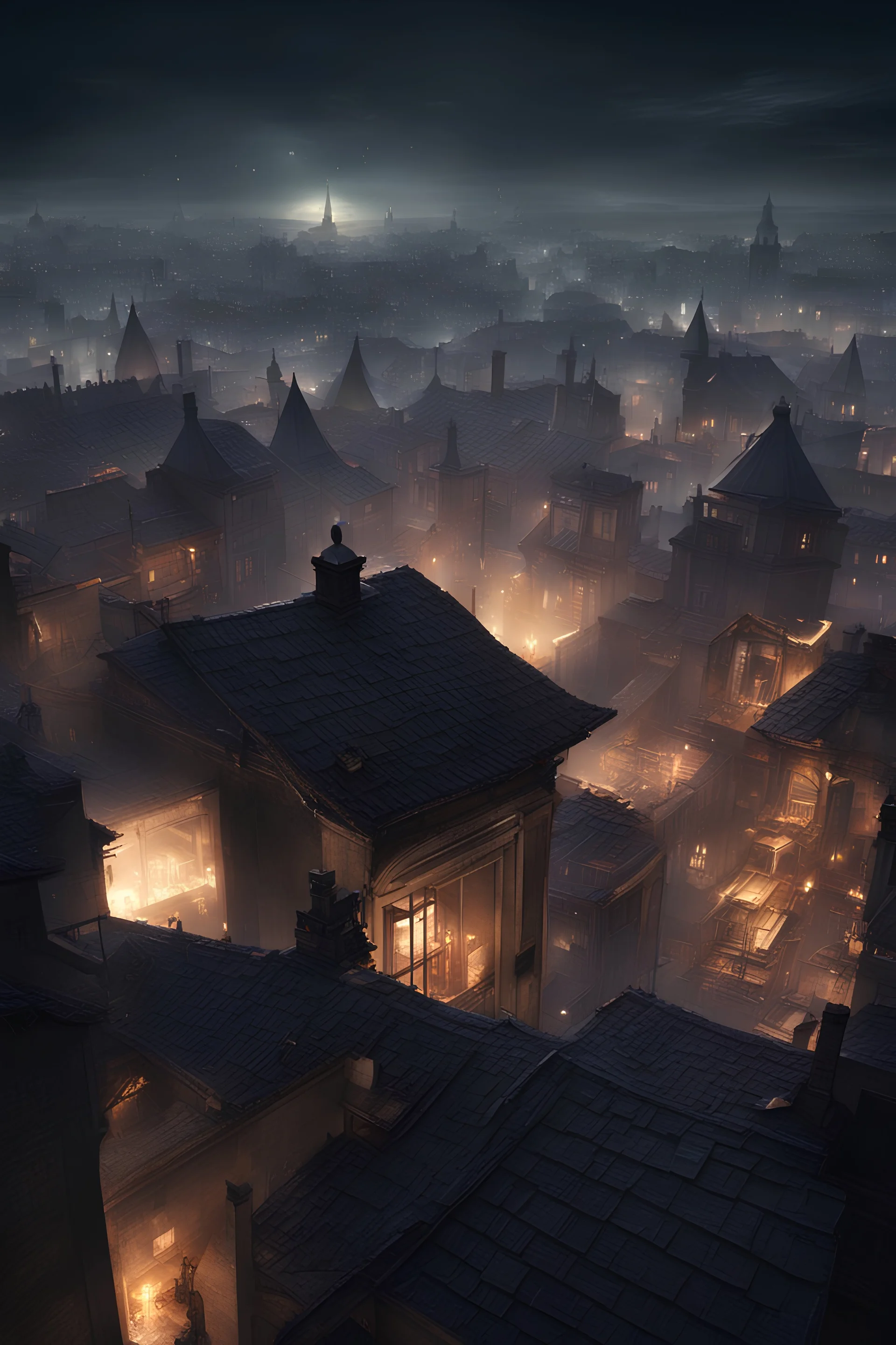 assassin's creed rooftops night scene